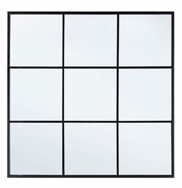 Oglinda decorativa din metal si MDF, Nucleos Square, l90xH90 cm