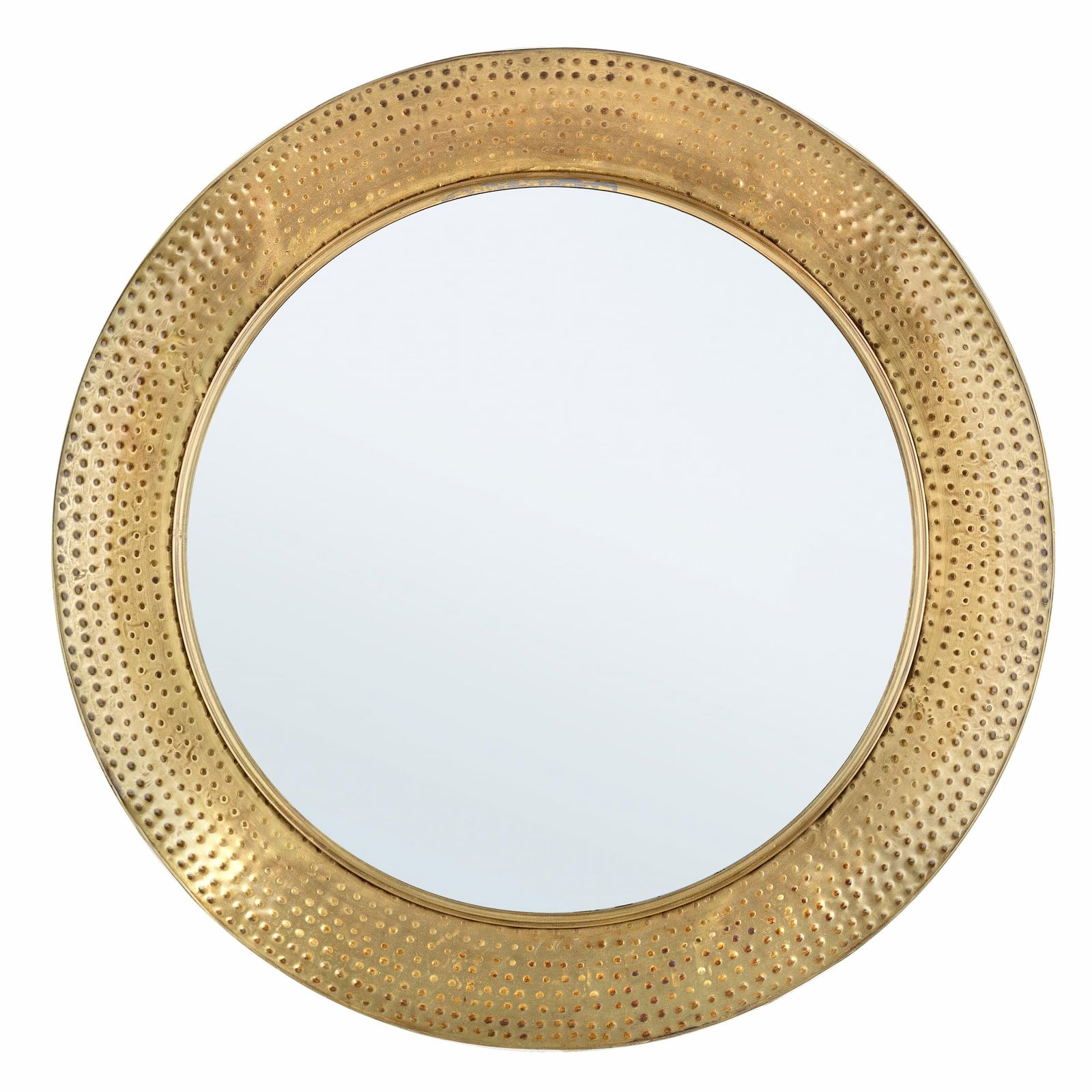 Oglinda decorativa cu rama metalica, Adara Round Antichizat, Ø80 cm