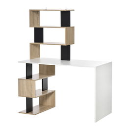 HOMCOM Birou cu Biblioteca pentru Camera, Birou pentru munca la birou, Birou Suport pentru Computer din Lemn Multicolor, 120x60x148cm