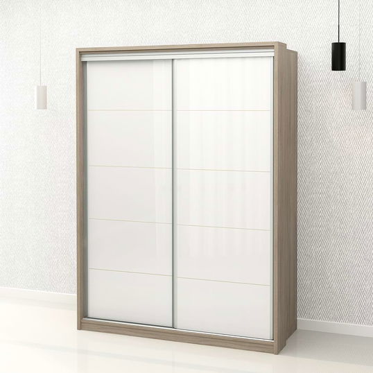 Dulap haine usi culisante PRIMAVERA 155, H205, Oak, Alb Gloss