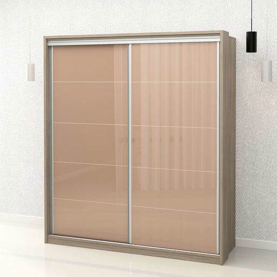 Dulap haine usi culisante PRIMAVERA 185, H205, Oak, Cappuccino Gloss