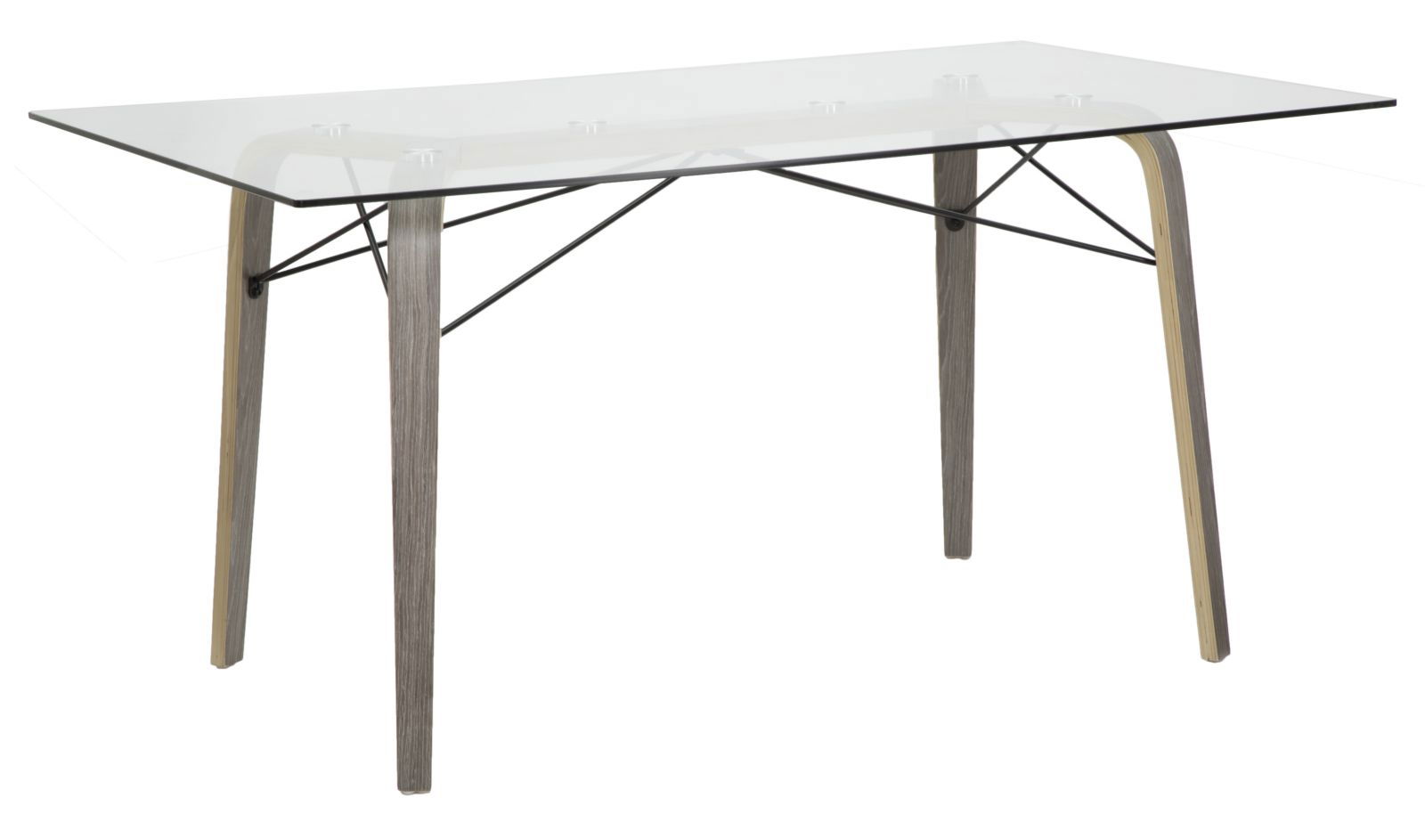 Masa din sticla si pal Copenhaghen Transparent / Natural, L158xl90xH76,5 cm
