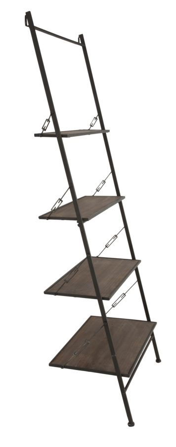 Raft din metal si lemn Raw Negru, l65xA41xH180 cm