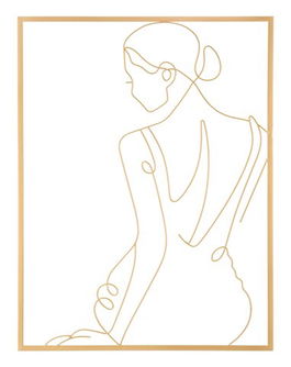 Decoratiune de perete 3D Gold Woman, Mauro Ferretti, 80 x 60 cm, fier, auriu