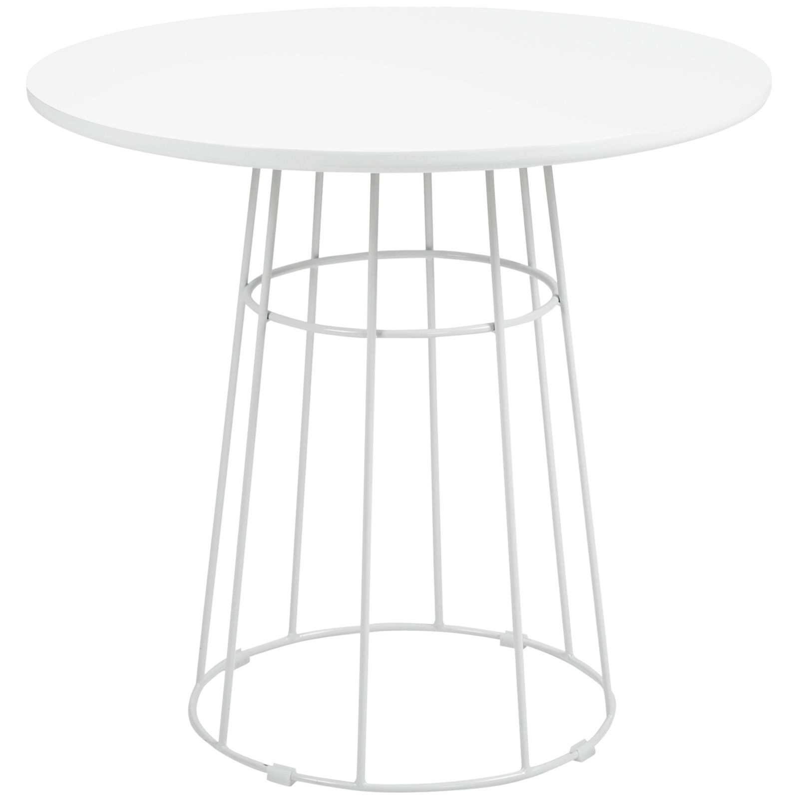 HOMCOM Masa Rotunda pentrru 4 Persoane cu Structura din Otel si MDF, Ø80.5x74.6cm, Alba