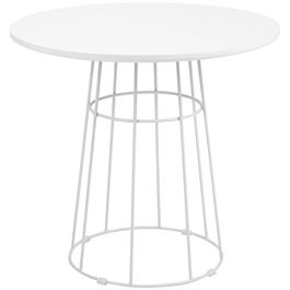 HOMCOM Masa Rotunda pentrru 4 Persoane cu Structura din Otel si MDF, Ø80.5x74.6cm, Alba