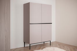 Cabinet din pal, MDF si metal, cu 2 sertare si 2 usi, Nicole 100-2D2SZ Negru, l100xA45xH160 cm