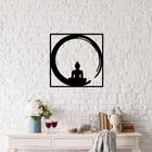 Decoratiune de perete, Buddha, Metal, Dimensiune: 50 x 50 cm, Negru