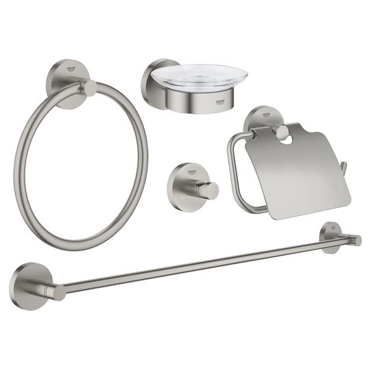 Set 5 accesorii baie Grohe Essentials 5-in-1 supersteel