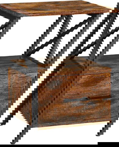 Masuta living / noptiera Vasagle, Vincyer, 40x40x55 cm, PAL/otel, maro rustic