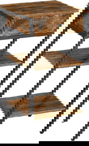 Masuta living / noptiera Vasagle, Vincyer, 35x35x70 cm, PAL/otel, maro rustic