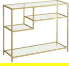 Consola Asymmetrical, Vasagle, 100x35x80 cm, otel/sticla temperata, auriu