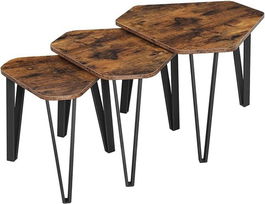 Set 3 masute Nesting, Vasagle, 58.7x51.9 x45.5 cm, PAL/otel, maro rustic