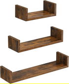 Set 3 rafturi de perete, Songmics, 30/45/60 cm, PAL, maro rustic