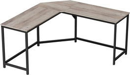 Birou de colt, Vasagle, Grey Corner, 149x149x75 cm, PAL/otel, gri