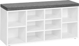 Bancheta cu pantofar, Vasagle, 10 compartimente, 104x30x48 cm, PAL,alb