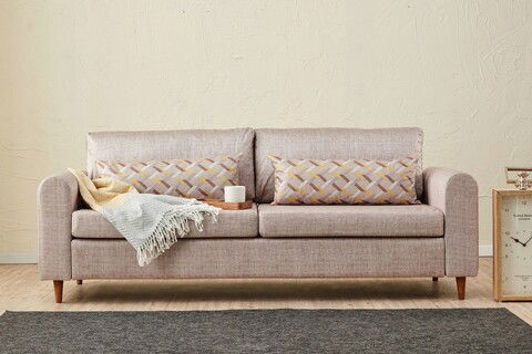 Canapea 3 locuri, Balcab Home, 825BLC2847, Lemn de brad, Crem