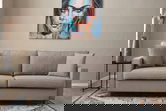 Canapea extensibila cu 3 locuri, Balcab Home, 825BLC2780, Lemn de brad / PAL, Crem