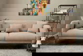 Canapea extensibila cu 3 locuri, Balcab Home, 825BLC2836, Lemn de fag, Bej / Auriu
