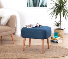 Fotoliu puf, Fluffe, 209FLF1129, 50% bumbac, 50% in, Albastru