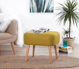Fotoliu puf, Fluffe, 209FLF1127, 50% bumbac, 50% in, Galben