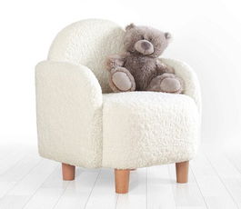 Scaun cu aripi pentru copii, Fluffe, 209FLF1116, Blana artificiala, Alb