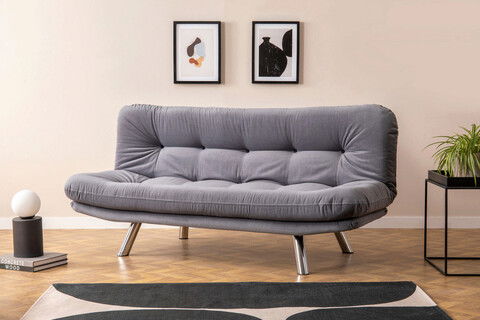 Canapea extensibila cu 3 locuri, Futon, 859FTN2802, Metal, Gri