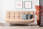 Canapea extensibila cu 3 locuri, Futon, 859FTN2807, Metal, Crem