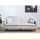 Canapea extensibila cu 3 locuri, Unique Design, 867UNQ1316, Lemn de carpen / Metal, Crem