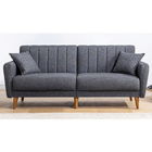 Canapea extensibila cu 3 locuri, Unique Design, 867UNQ1315, Lemn de carpen / Metal, Gri inchis