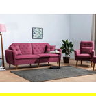 Set canapea extensibilă, Unique Design, 867UNQ1625, Lemn de carpen, Rosu claret
