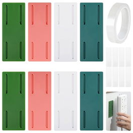 Set de 8 suporturi autozive pentru prize AWCIGG, ABS, multicolor, 10 x 8 x 2 cm