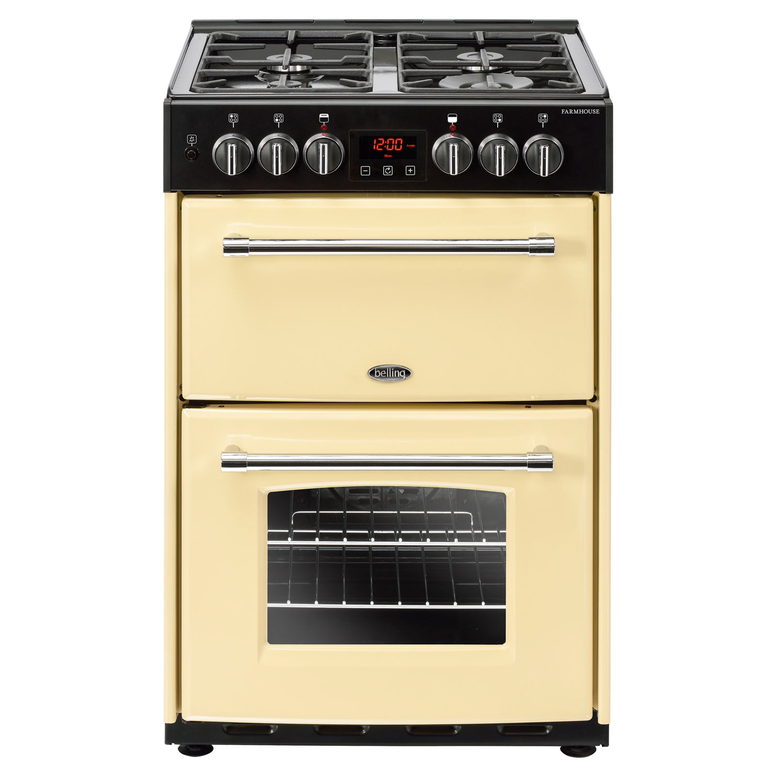Aragaz cu 4 arzatoare si 2 cuptoare multifunctionale 102L, Crem, Belling Farmhouse 60DF