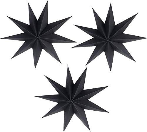 Set de 3 stele decorative Soullife, hartie, negru, 30 cm