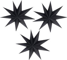 Set de 3 stele decorative Soullife, hartie, negru, 30 cm