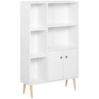 Homcom Biblioteca cu Picioare din Lemn din Pin Alb 80 x 23.5 x 118cm