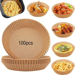 Set 100 hartii de copt pentru friteuza cu aer KATELUO, maro, 20 x 4,5 x 16 cm