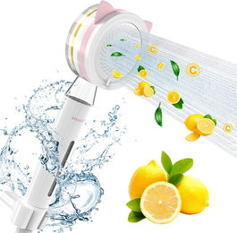 Para de dus cu vitamina C HolaFolks, plastic, alb/roz, 27,4 x 9 cm