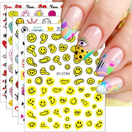 Set de 12 coli cu autocolante pentru unghii JMEOWIO, hartie, multicolor, 10 x 5 x 0,3 cm