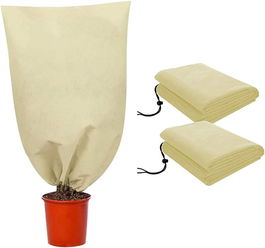 Set de 2 saci de protectie a plantelor Helweet, polipropilena, bej, 80 x 100 cm