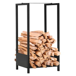Outsunny Raft pentru Busteni pentru Exterior si Interior din Otel, Suport pentru Lemne Modern cu Baza Inaltata, 39x35x76cm, Negru