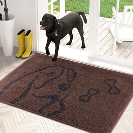 Covoras de intrare PURRUGS, microfibra/TPR, maro, 50 X 80 cm