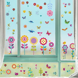 Set de 9 coli cu autocolante de ferestre K KUMEED, vinil, multicolor, 20 x 30 cm