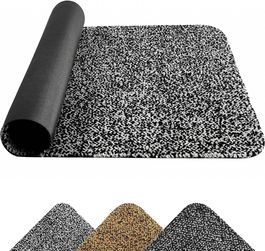 Covoras antiderapant Mibao, polipropilena, negru/gri deschis, 40 X 60 cm