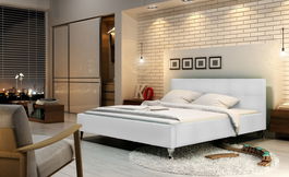 Pat Futura, Somiera Rabatabila 1500N, tapitat cu VERA 11, cadru 30 / 5 cm, Inaltime capatai 82 cm, Legs S2 H10 cm Wood 9 White, 200 x 160 cm