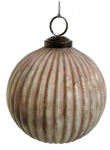 Decoratiune brad Deko Senso glob 12cm sticla alb mat - roz