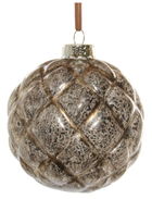 Decoratiune brad Deko Senso Velvet glob 8cm sticla gri - auriu