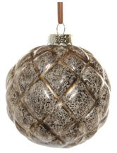 Decoratiune brad Deko Senso Velvet glob 8cm sticla gri - auriu