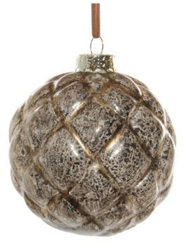 Decoratiune brad Deko Senso Velvet glob 8cm sticla gri - auriu