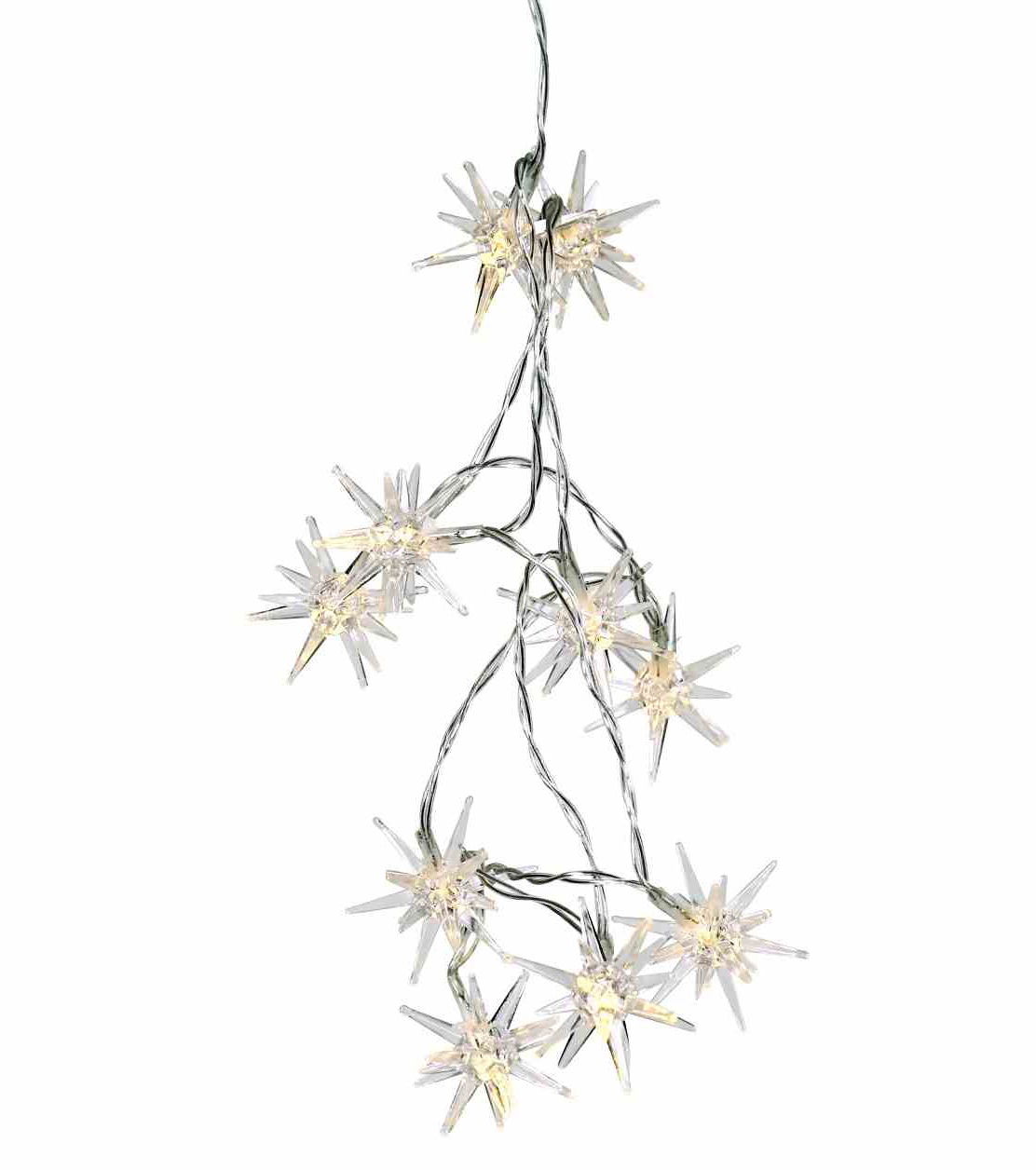 Instalatie luminoasa Deko Senso Mini-Star Light cu 10 stelute LED alb cald 1 metru timer alimentare cu baterii